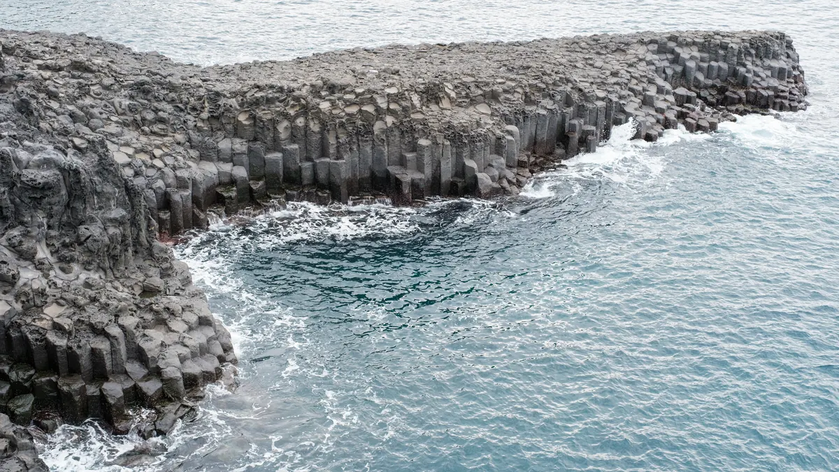 The rocky Jungmun Daepo coast on Jeju Island