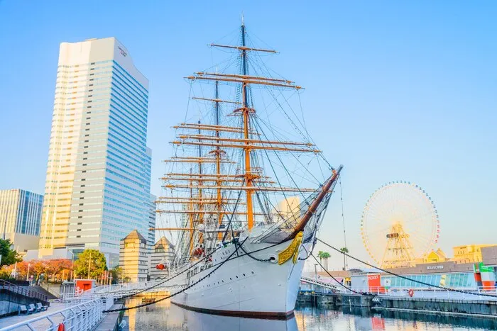 The Nippon Maru sailing ship moored in Yokohama: Kanagawa is on JNTO's list because of GREEN×EXPO 2027.